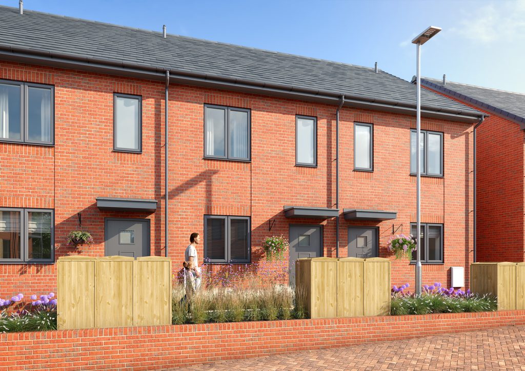 Left angle side shot of visual representation homes at the Keepers Place housing development