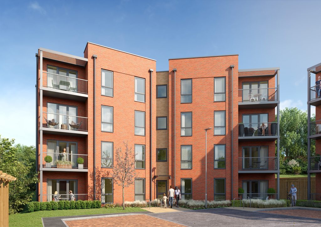 A medium visual representation shot of an apartment block at the Keepers Place housing development
