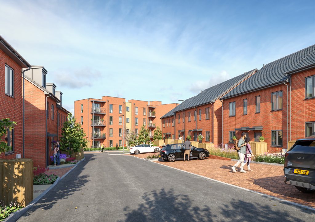 A visual representation wide shot of the Keepers Place housing development