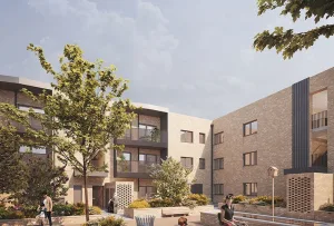 Visual representation of a new apartment complex at Cannon Court housing development