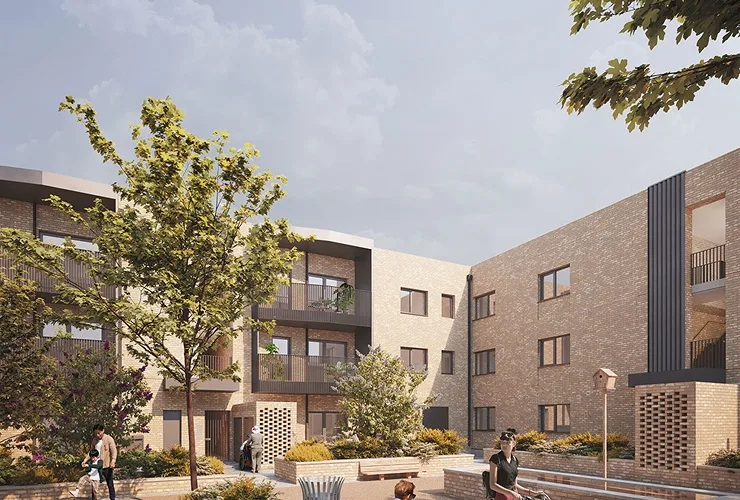 Visual representation of a new apartment complex at Cannon Court housing development