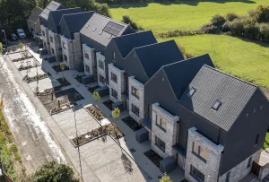 Aerial view of Cumberlege Close housing development