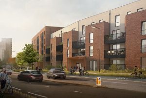 Visual representation of the new apartments at The Curve housing development