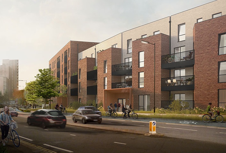 Visual representation of the new apartments at The Curve housing development
