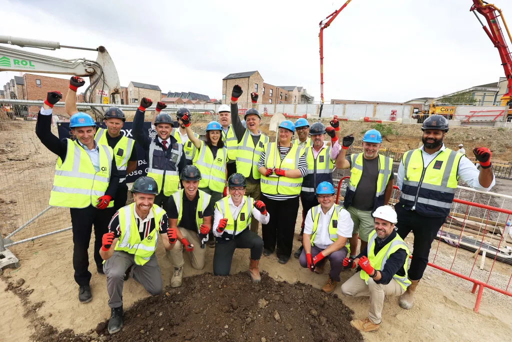 Group image of construction starting at Goose Green development